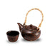 Ceramic Chinese Tea Pot Bamboo Hdl Copper Antique